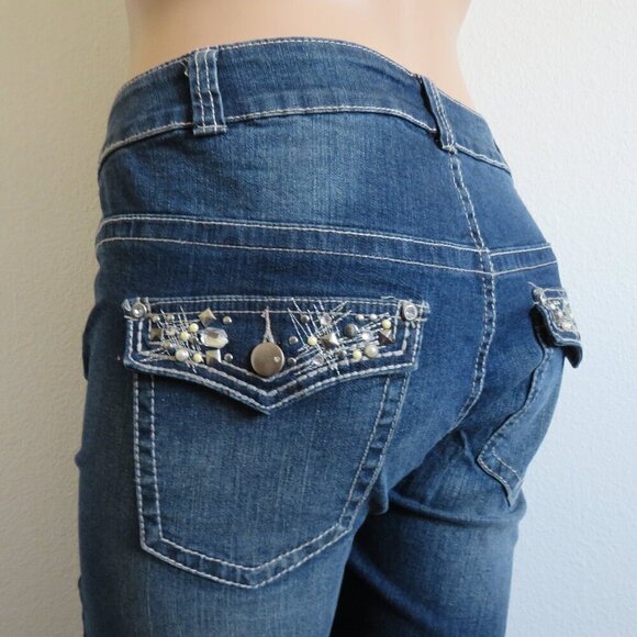 Lane Bryant Denim - LANE BRYANT Jeans Rhinestone Embellished Boot Blue Denim Plus Size 24 x 33 NWT